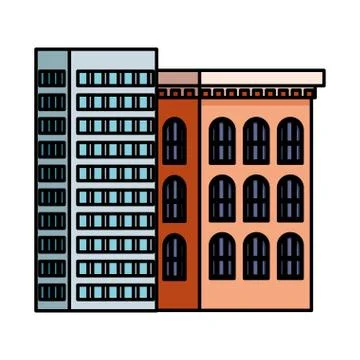 Building with windows isolated icon Ilustración de archivo