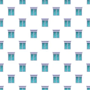 Building windows with rolling shutters seamless pattern Stock Illustration