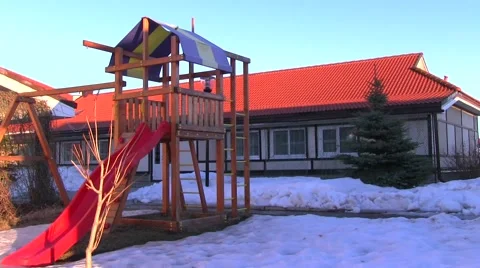 Building a winter playground Stock Footage 56244451