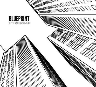 Building wireframe. 3d render city Ilustración de archivo