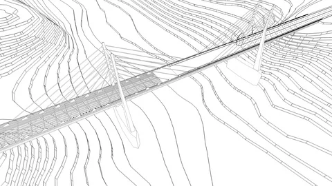 Building a wireframe bridge Video stock 105783369