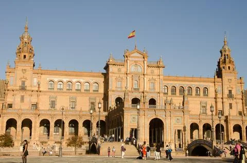 Building within the Spain Square. Stock Photos