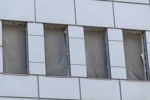 Building without windows. Building to be demolished. Stock Photos