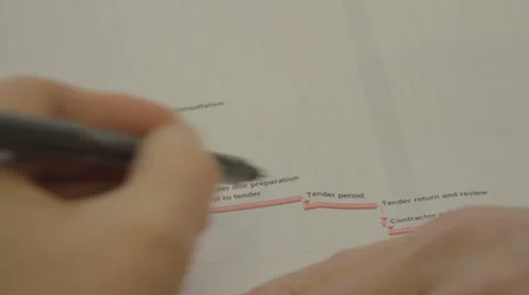 Building Work Plan List with Hands Vídeo Stock 39210126