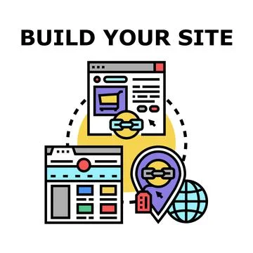 Building your website with development and online marketing strategy Illustrazione stock