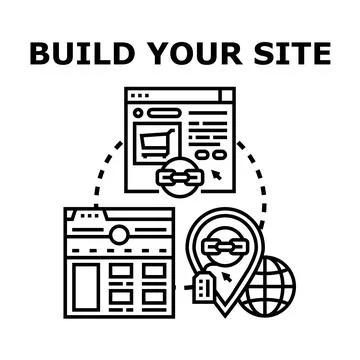 Building your website with development and online marketing strategy Illustrazione stock