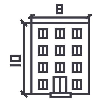 Building,architecture project vector line icon, sign, illustration on background Ilustración de archivo