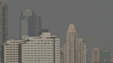 Buildings alongside the Chao Phraya River Stock Footage 48206207