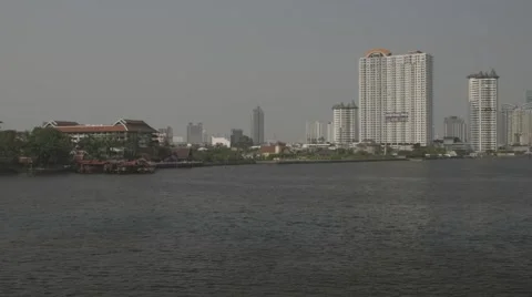 Buildings alongside the Chao Phraya River Stock Footage 48206423