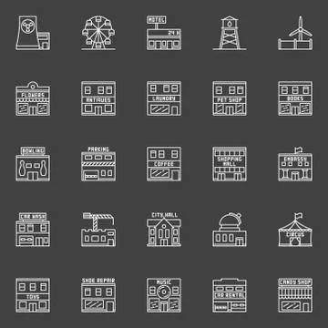 Buildings and constructions icons Ilustración de archivo