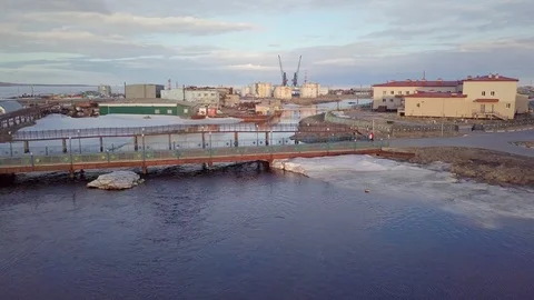 Buildings and constructions under bright evening sunlight Stock Footage 122418927