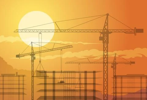 Buildings and cranes Stock Illustration