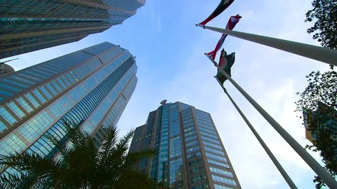 Buildings and flags 01 Stock Footage 89477570