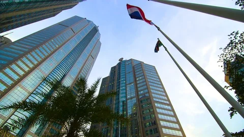 Buildings and flags 05 Stock Footage 89477607