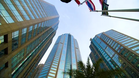 Buildings and flags 06 Stock Footage 89477635