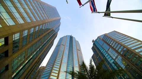 Buildings and flags 08 Stock Footage 89477636