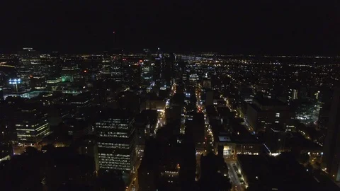 Buildings and highrises viewed from drone at night - 24fps 1080p Stock Footage 104109208