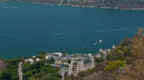 Buildings and Ocean View Stock Footage 7751273