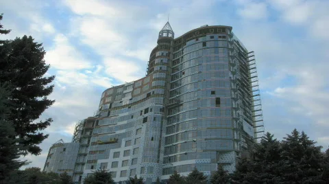 Buildings and time lapse clouds. Stock Footage 280697