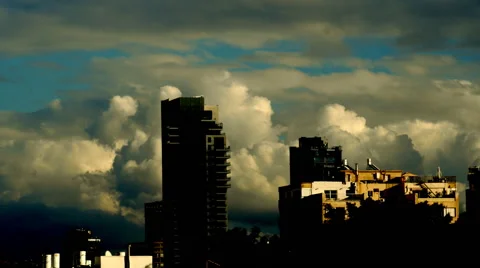 Buildings and time lapse clouds Stock Footage 45407584