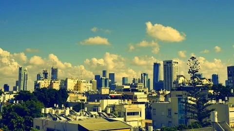 Buildings and time lapse clouds Stock Footage 72233074