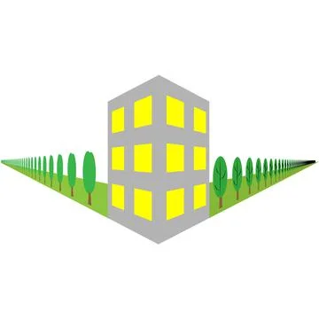 Buildings and trees. Illustrazione stock