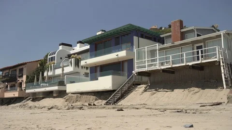 Buildings on the beach Stock Footage 100734068