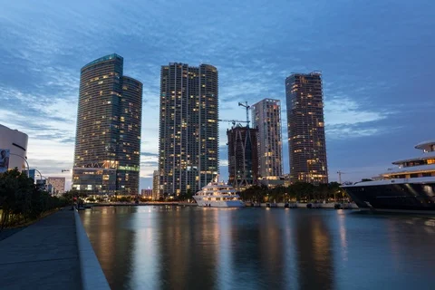 Buildings on Biscayne Harbor in Miami Stock Footage 88062153