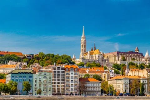 Buildings of Budapest on Danube Stock Photos