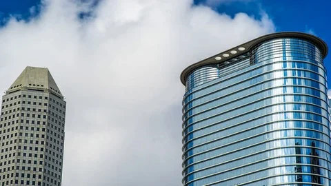 Buildings with clouds in Houston time lapse 4K 1080p Stock Footage 71449561