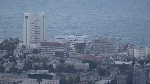 Buildings on the coast Stock Footage 100570443