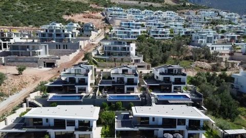 Buildings on the coastline in Turkey Stock Footage 248759725