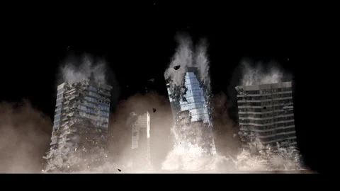 Buildings collapsing during earthquake Stock Footage 293523671