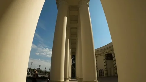 Buildings with columns on VDNKh Stock Footage 94410568