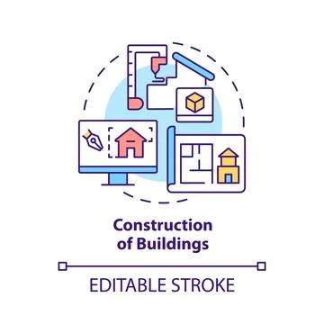 Buildings construction concept icon Stock Illustration