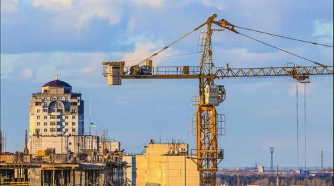 Buildings Construction site with crane Stock Footage 47608104