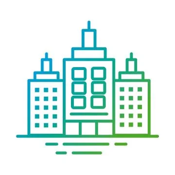 Buildings constructions facades city gradient style icons Ilustración de archivo