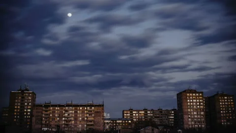Buildings Day to Night Stock Footage 99162697
