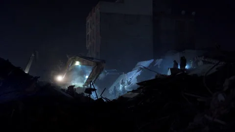 Buildings destroyed in the earthquake. Stock Footage 233221509
