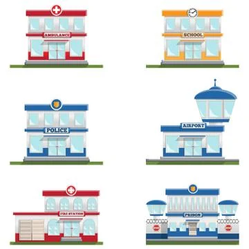 Buildings of different services. Stock Illustration