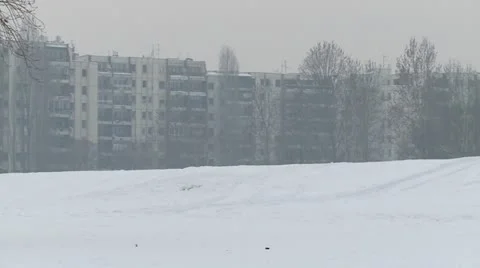 Buildings during the hard winter 4 Stock Footage 10820844