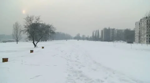 Buildings during the hard winter 5 Stock Footage 10820845