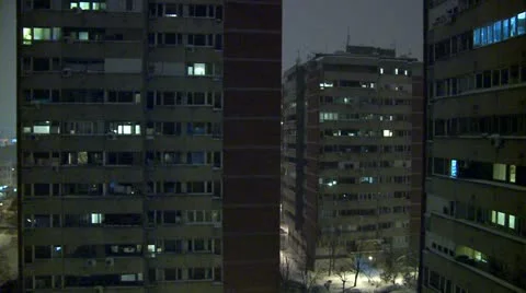 Buildings during the night Stock Footage 10820234