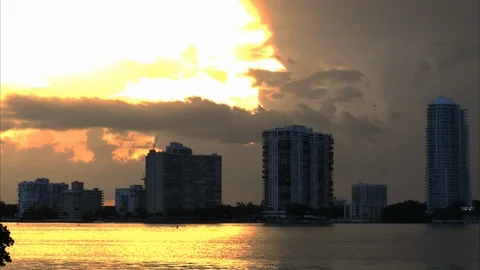 Buildings during sunset - Miami Stock Footage 124851285