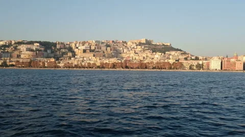 Buildings facing the seafront of Naples, Italy 스톡 동영상 58843639
