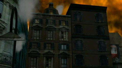 Buildings on Fire Animation Stock Footage 626685