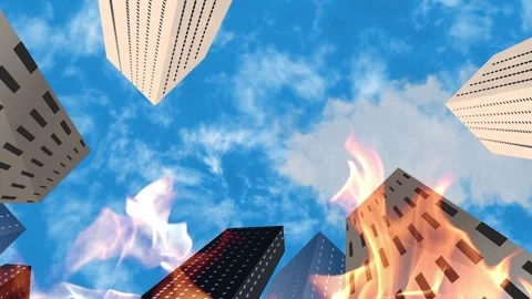 Buildings in fire Stock Footage 326923506