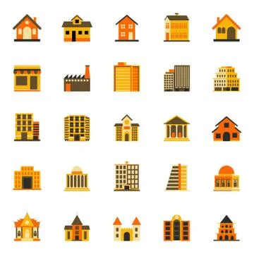 Buildings flat icon - Iconic Vector Illustration Stock Illustration