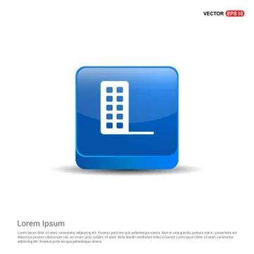 Buildings Icon - 3d Blue Button Stock Illustration