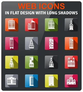 Buildings icon set Stock Illustration